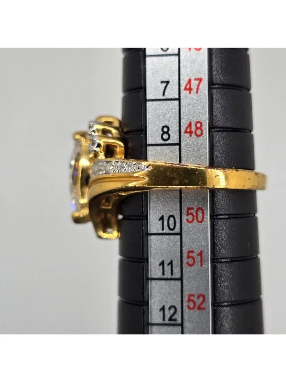 Vintage SETA Ring Gold Tone Marquise Cut Sz 5 Signed Engagement Costume Jewelry